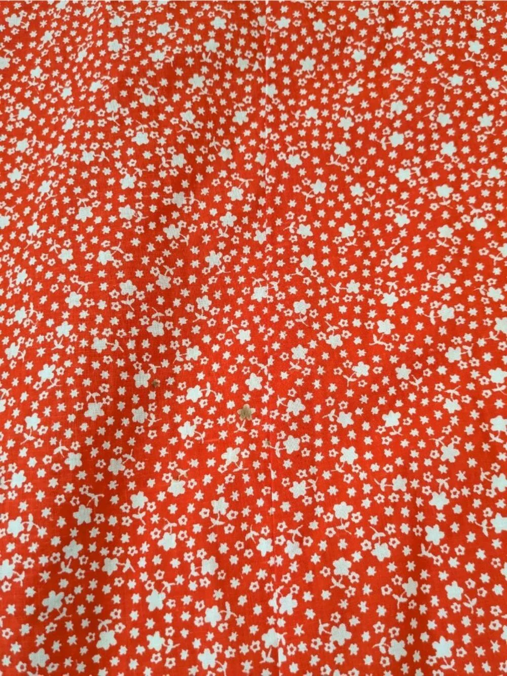 Vintage Handmade Full Apron Red Calico Floral Print 2 Pockets Tieback Grannycore